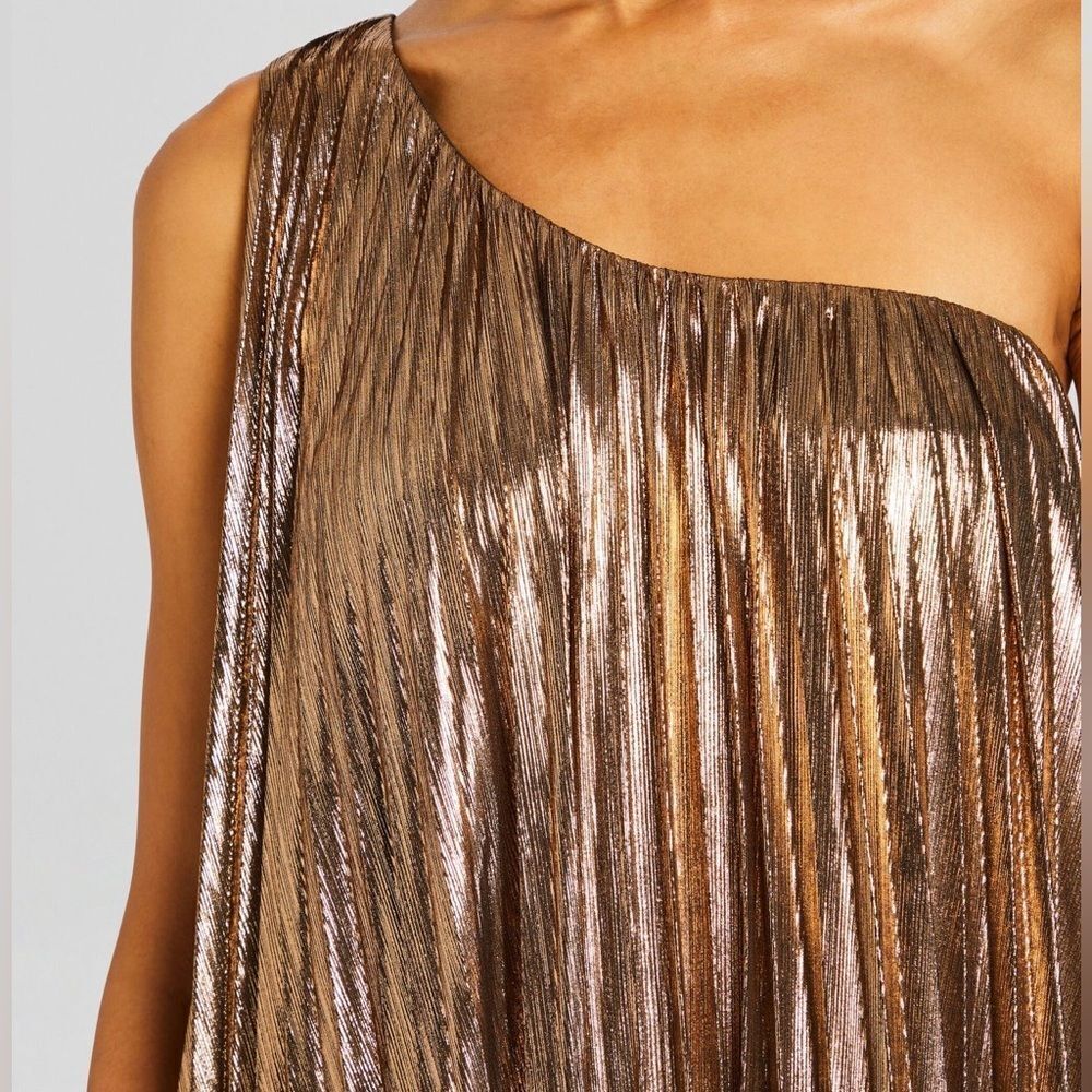 Retrofete Kensley One-Shoulder Lame Dress * Short